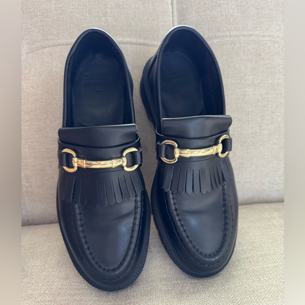 Dr. Martens Adrian Snaffle Black leather Loafers with Gold Detail Unisex M6 /W 7 - Picture 8 of 15
